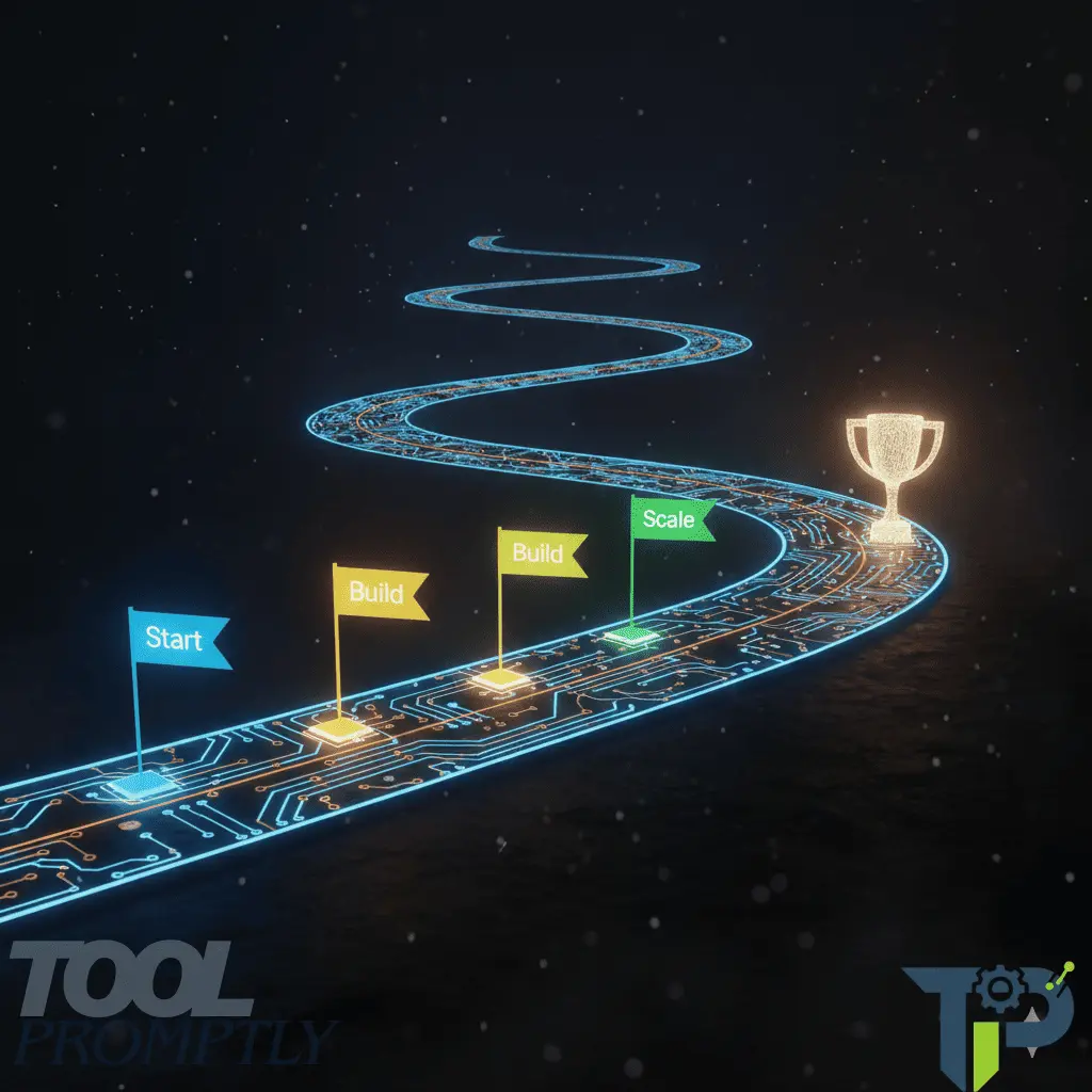 A 3D artistic representation of the Return on Investment for AI automation. A single glowing processor outweighs a mountain of manual paperwork, symbolizing how automated systems replace hours of manual virtual assistant tasks with high-value output.